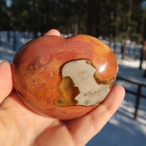 Polychrome Jasper Hearts, Palm Stone, Healing Crystals, Gemstones, Reiki